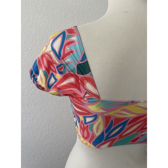Kenny Flowers Swim Sleeved Bikini Top Colombia Print Swimwear - Picture 5 of 6